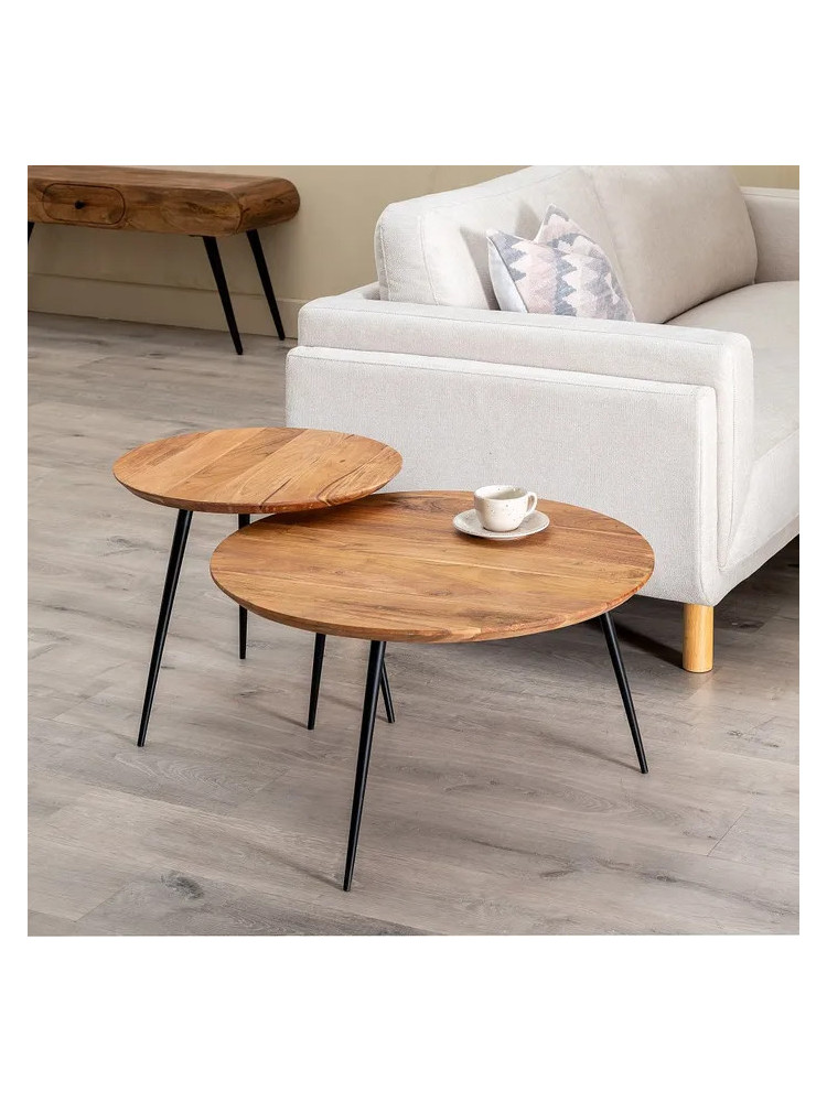 ORIÓN set de mesa de centro natural madera-metal ORIÓN set de mesa de centro natural madera-metal