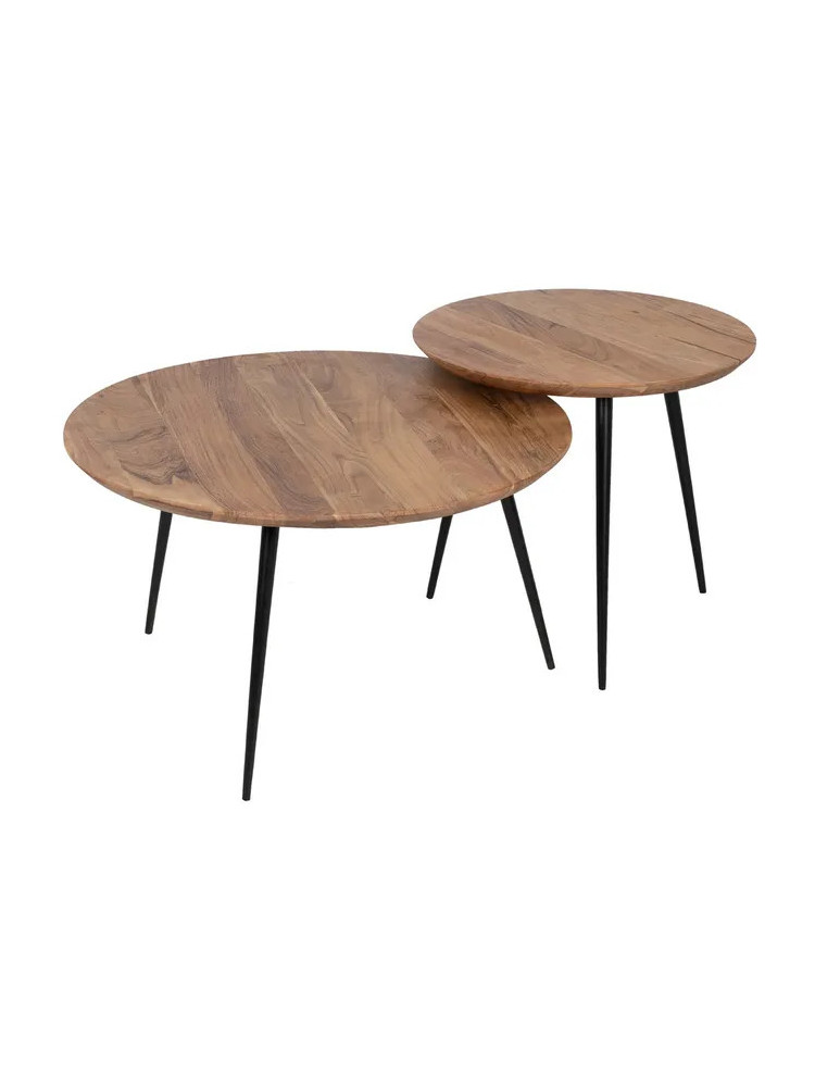 ORIÓN set de mesa de centro natural madera-metal