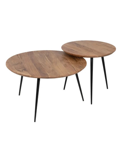 ORIÓN set de mesa de centro natural madera-metal