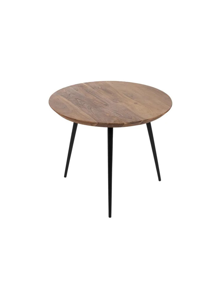POLARIS set de tres mesas de centro natural madera-metal