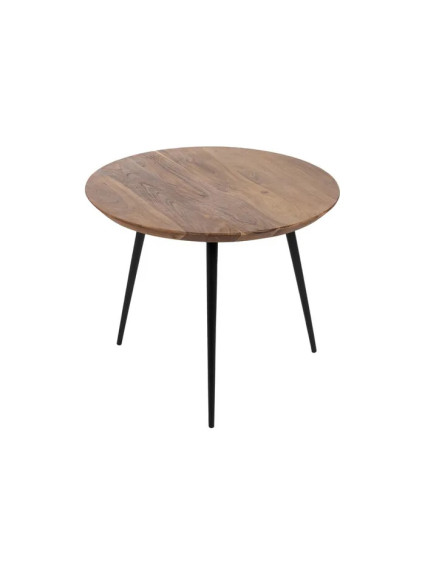 POLARIS set de tres mesas de centro natural madera-metal