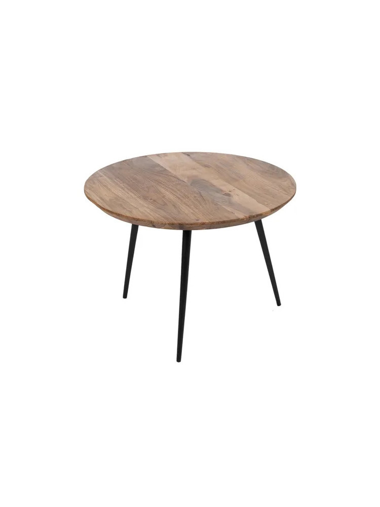 POLARIS set de tres mesas de centro natural madera-metal