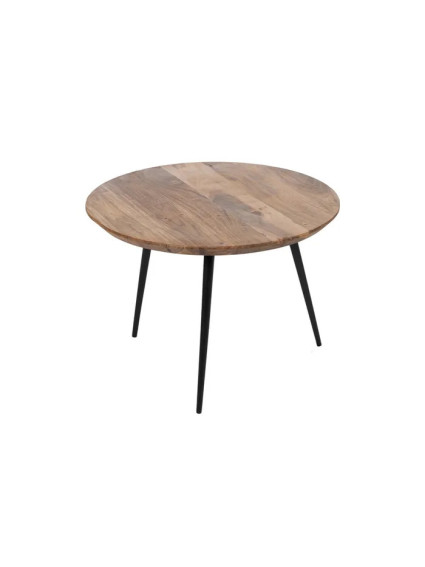 POLARIS set de tres mesas de centro natural madera-metal