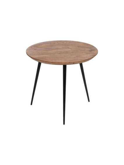 POLARIS set de tres mesas de centro natural madera-metal
