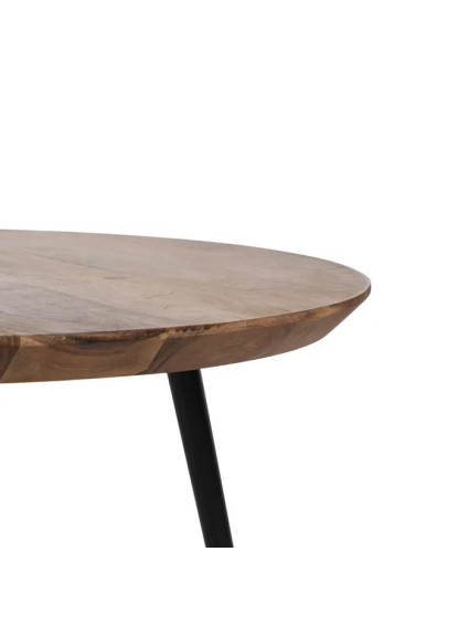 POLARIS set de tres mesas de centro natural madera-metal