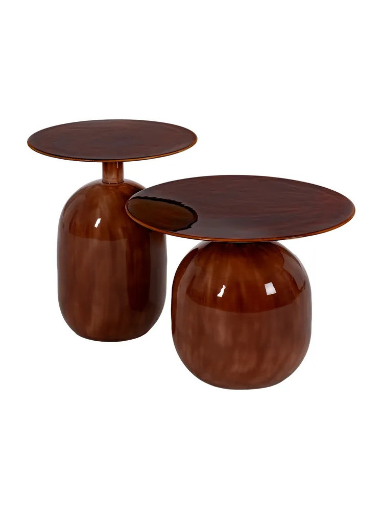 BACARES set de 2 mesas auxiliares metal