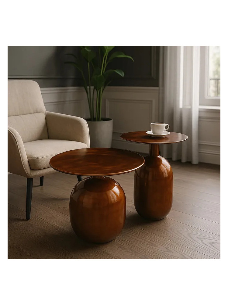 BACARES set de 2 mesas auxiliares metal