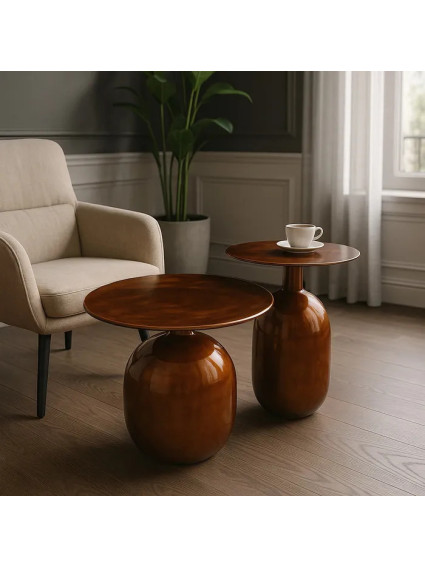 BACARES set de 2 mesas auxiliares metal