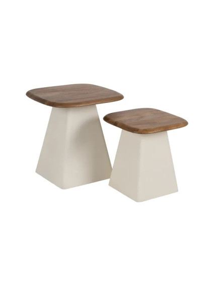 ISIS set 2 mesas auxiliares madera-metal