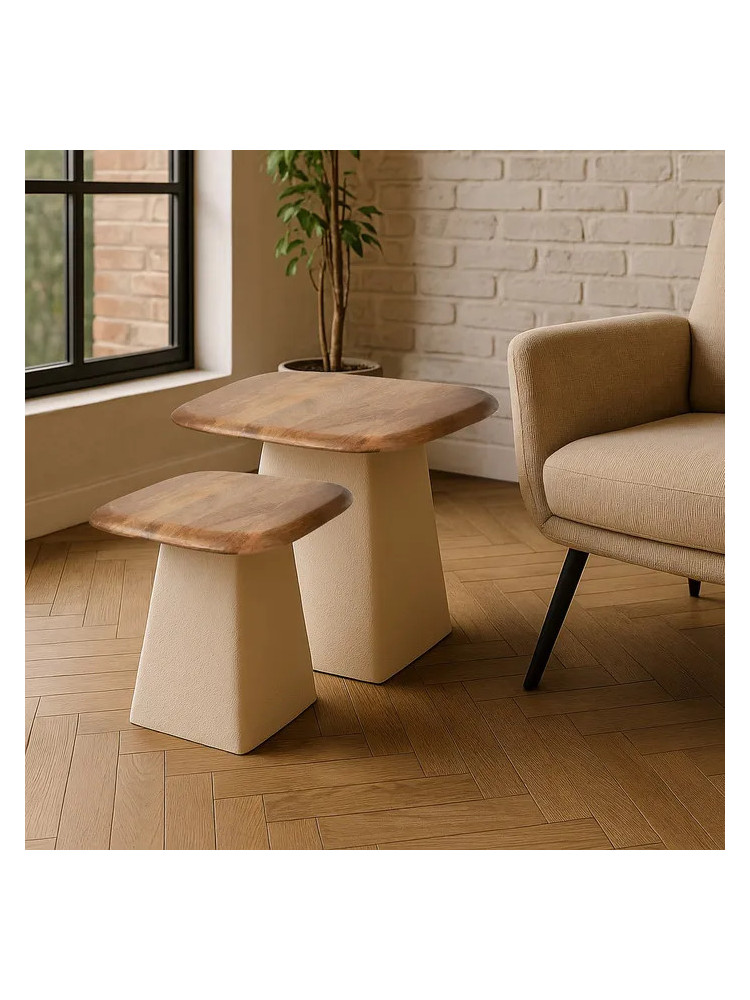 ISIS set 2 mesas auxiliares madera-metal