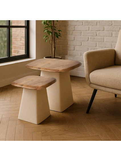 ISIS set 2 mesas auxiliares madera-metal