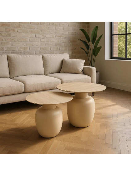 SELENE set 2 mesas metal-cerámica