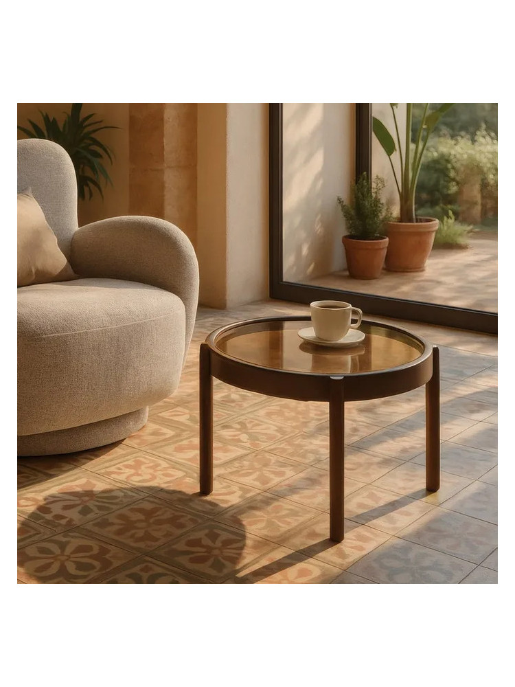 GRANJUELA mesa auxiliar metal-cristal