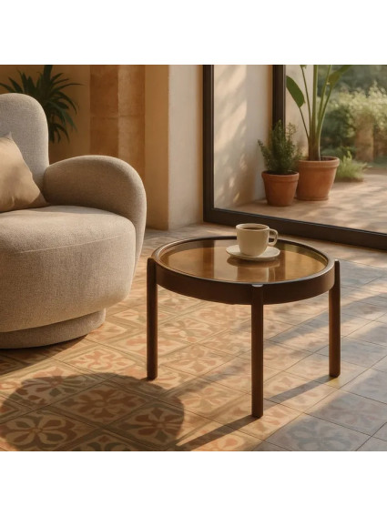 GRANJUELA mesa auxiliar metal-cristal