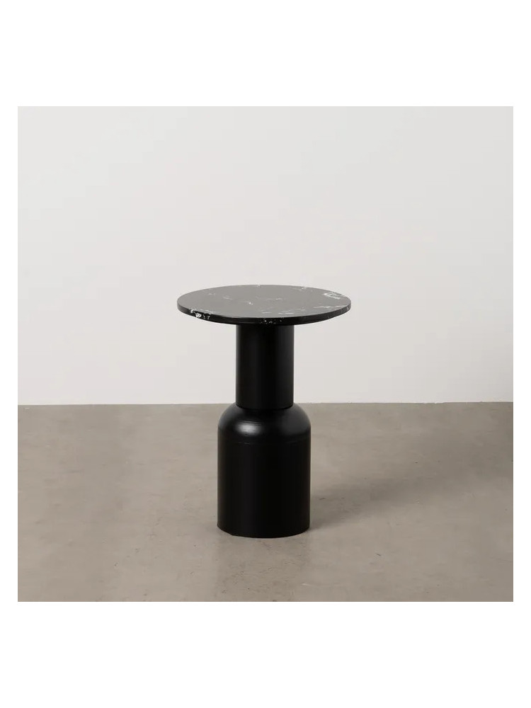 MORILES baja mesa auxiliar negro metal-mármol