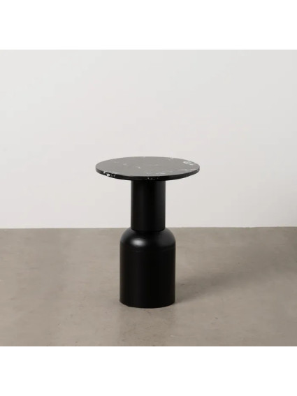 MORILES baja mesa auxiliar negro metal-mármol