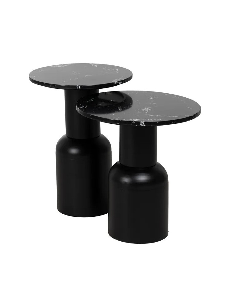 MORILES baja mesa auxiliar negro metal-mármol