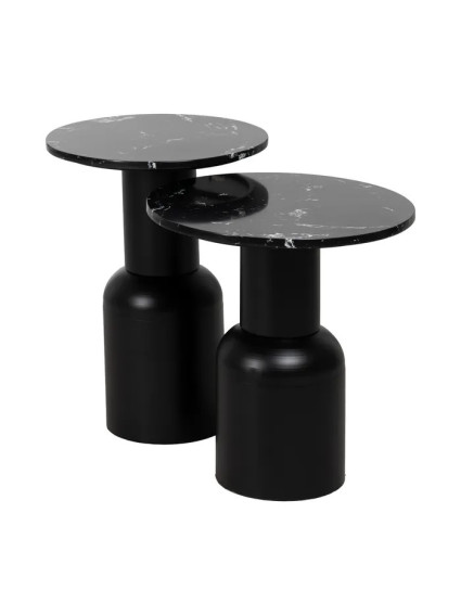 MORILES baja mesa auxiliar negro metal-mármol