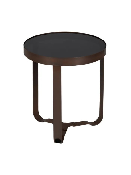MOCOA  PEQUEÑA mesa auxiliar marrón metal-cristal