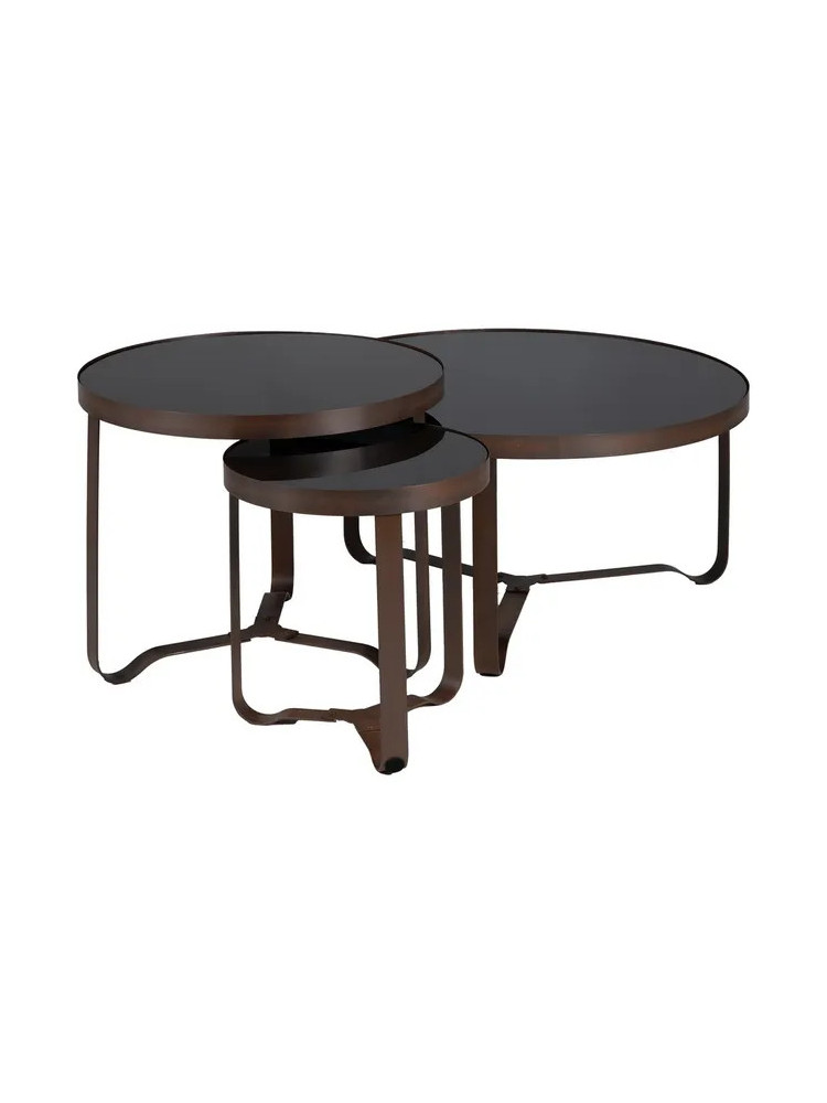 MOCOA  PEQUEÑA mesa auxiliar marrón metal-cristal
