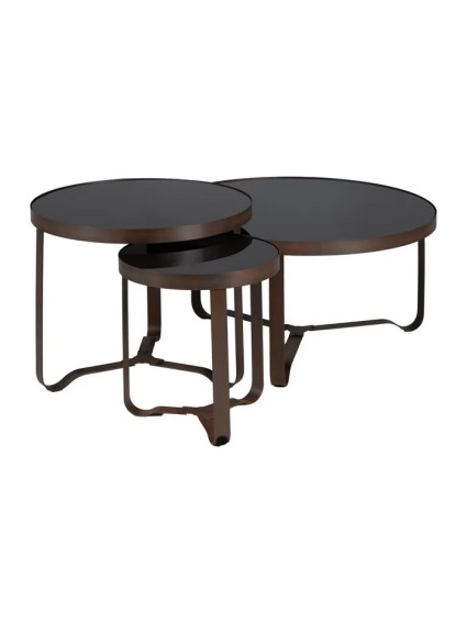 MOCOA  PEQUEÑA mesa auxiliar marrón metal-cristal