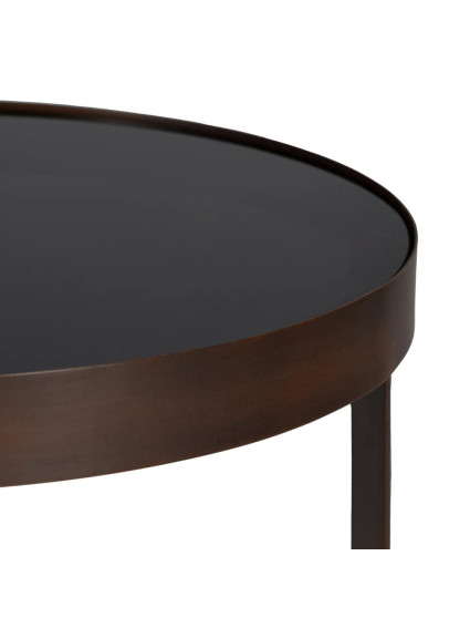 MOCOA  PEQUEÑA mesa auxiliar marrón metal-cristal