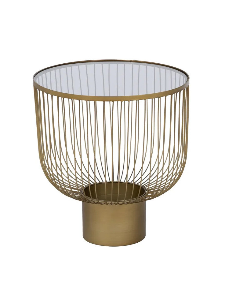 MEDELLIN SET  set 2 mesas auxiliares oro metal-cristal