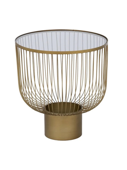 MEDELLIN SET  set 2 mesas auxiliares oro metal-cristal