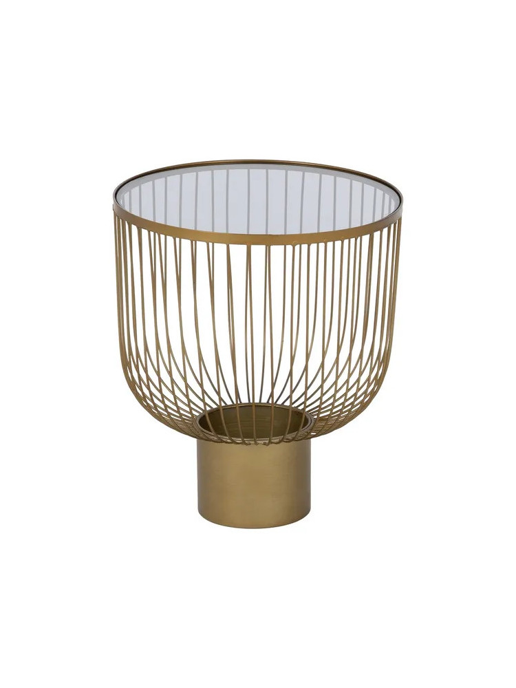 MEDELLIN SET  set 2 mesas auxiliares oro metal-cristal