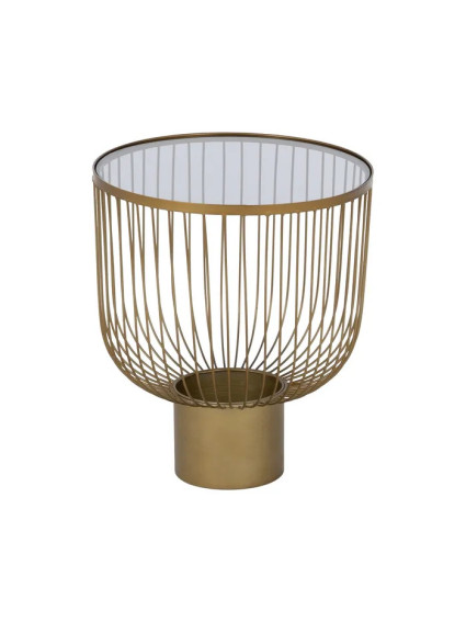 MEDELLIN SET  set 2 mesas auxiliares oro metal-cristal