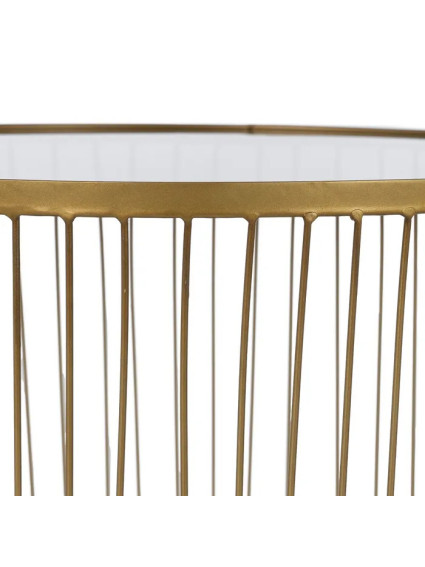 MEDELLIN SET  set 2 mesas auxiliares oro metal-cristal