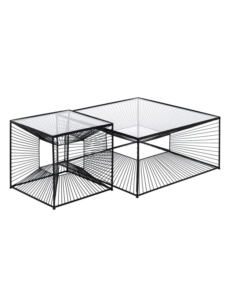 MONTEMAYOR mesa auxiliar negra metal-cristal