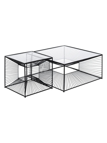 MONTEMAYOR mesa auxiliar negra metal-cristal