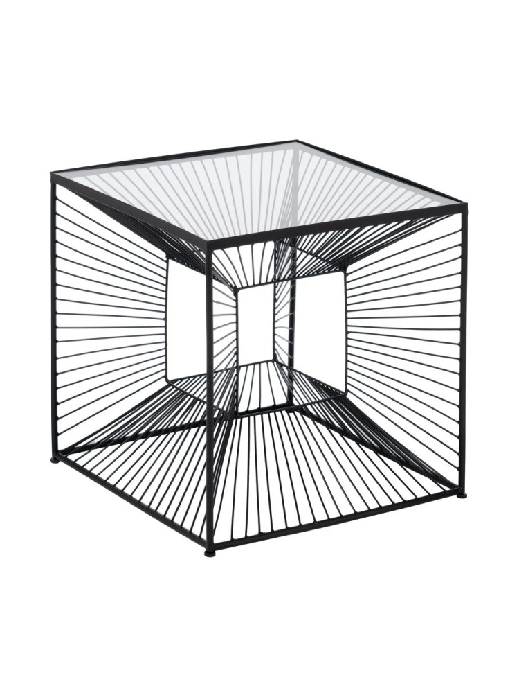 MONTEMAYOR mesa auxiliar negra metal-cristal