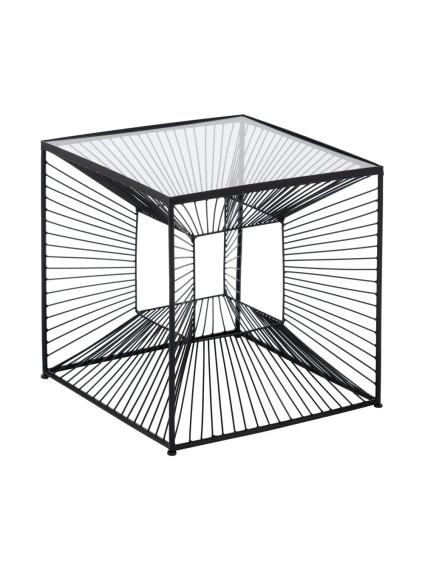 MONTEMAYOR mesa auxiliar negra metal-cristal