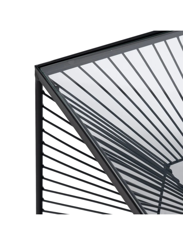 MONTEMAYOR mesa auxiliar negra metal-cristal