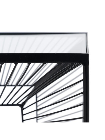 MONTEMAYOR mesa auxiliar negra metal-cristal