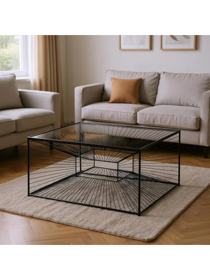 MONTEMAYOR mesa centro negra metal-cristal