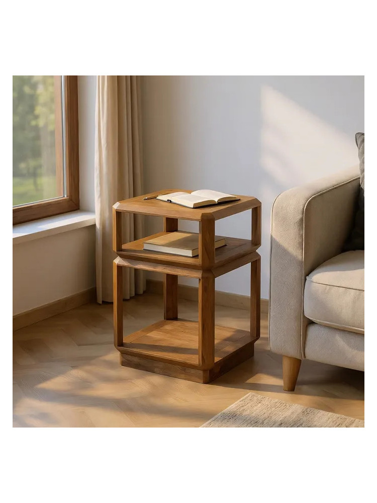 PEREIRA mesa auxiliar marrón madera de mango