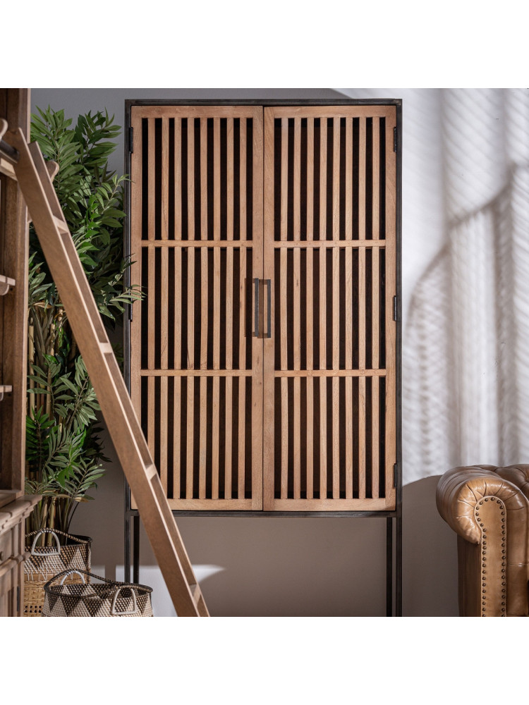 Armario 90x45x195 cms SURAT madera envejecida mango