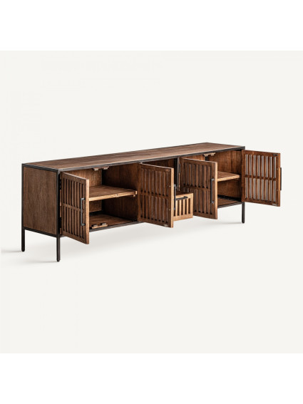 mueble tv rectangular de madera de mango envejecida