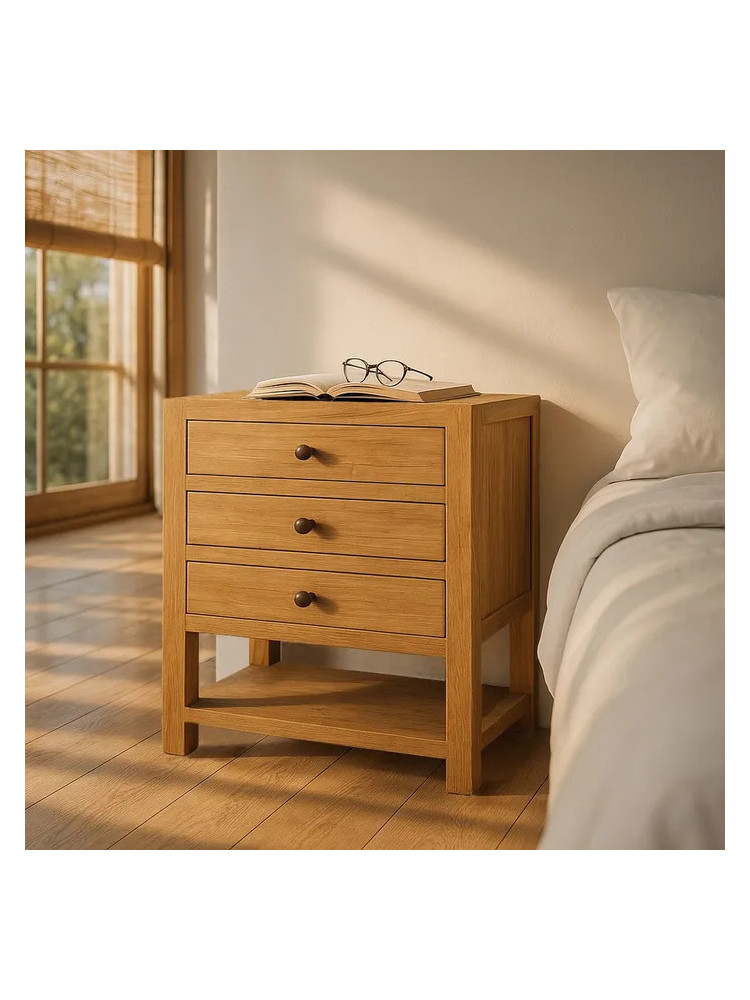 TEIDE 60x35 mesita grande natural 3 cajones balda