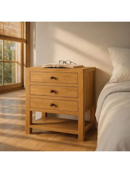 TEIDE 60x35 mesita grande natural 3 cajones balda