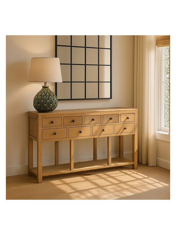 TEIDE 120x30 consola grande 9 cajones natural