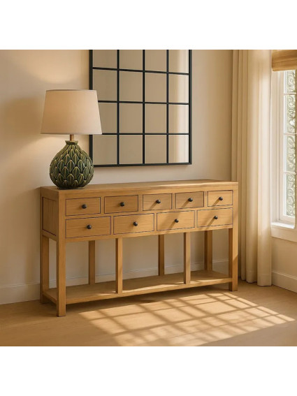 TEIDE 120x30 consola grande 9 cajones natural