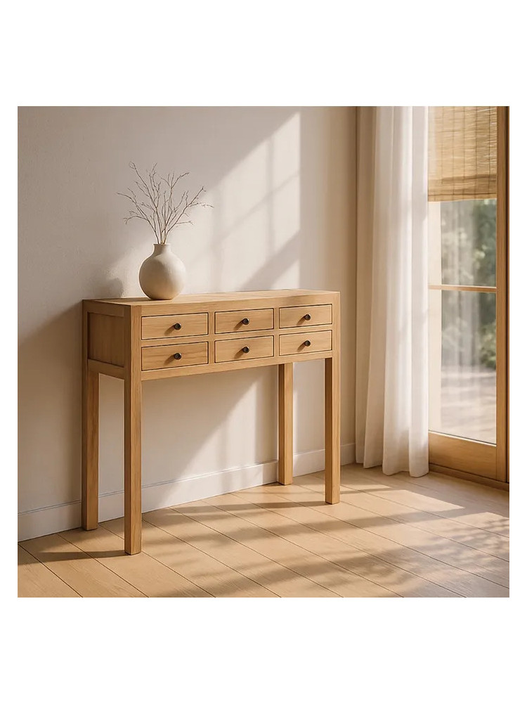TEIDE 85x26 consola 6 cajones natural