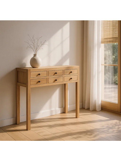 TEIDE 85x26 consola 6 cajones natural