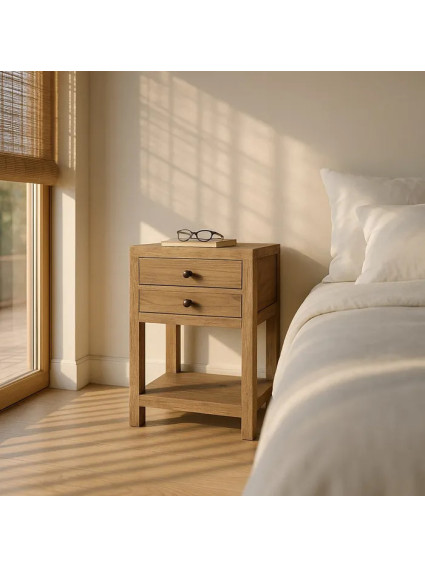 TEIDE 45x30 mesita balda 2 cajones natural