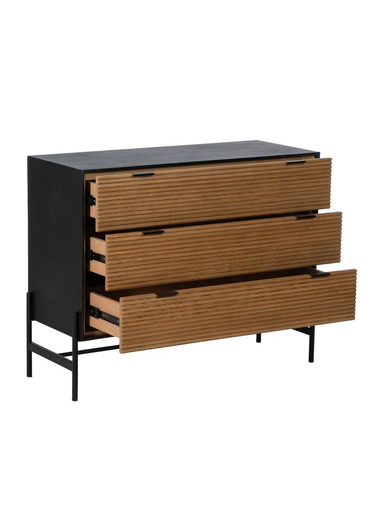 HÁBITO 104 X 40 cómoda negro-natural DM-madera