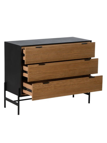 HÁBITO 104 X 40 cómoda negro-natural DM-madera